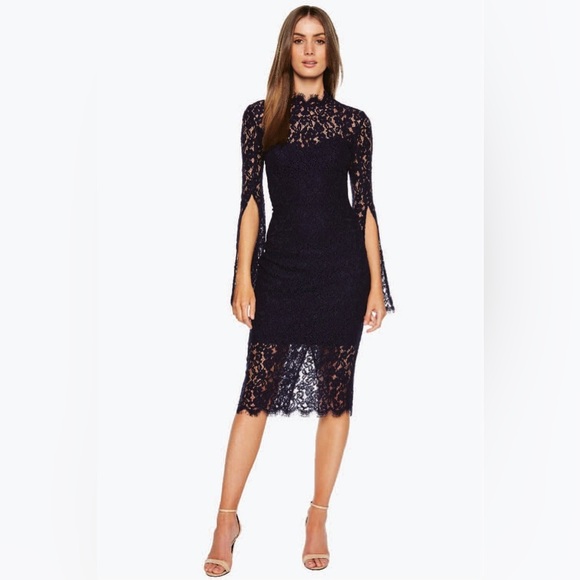 NWOT BARDOT NAVY SIENNA MIDI DRESS SIZE 6 - Picture 1 of 13
